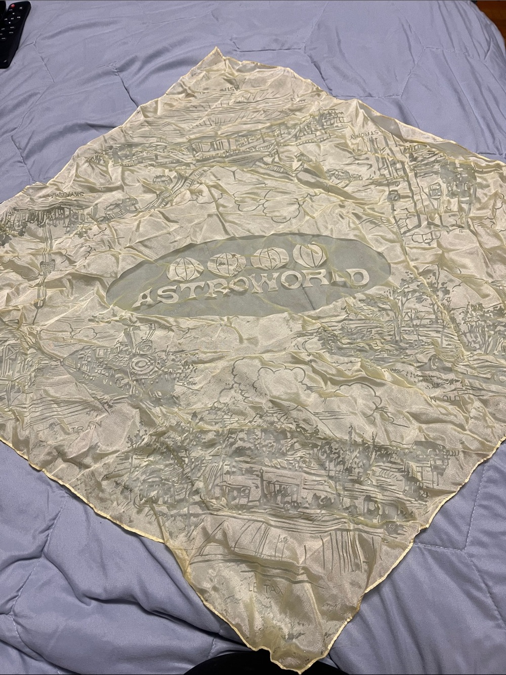 Logo Light Yellow Silk Scarf vintage astroworld Houston Tx
